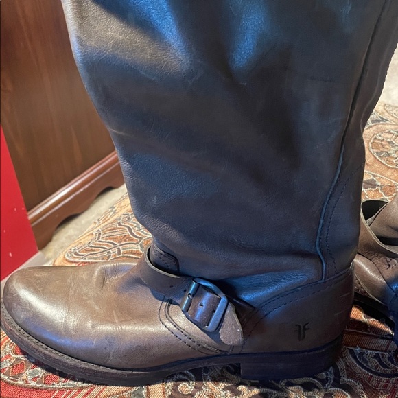 Frye Men's Dark Brown Leather Buckle Boots - Picture 1 of 6